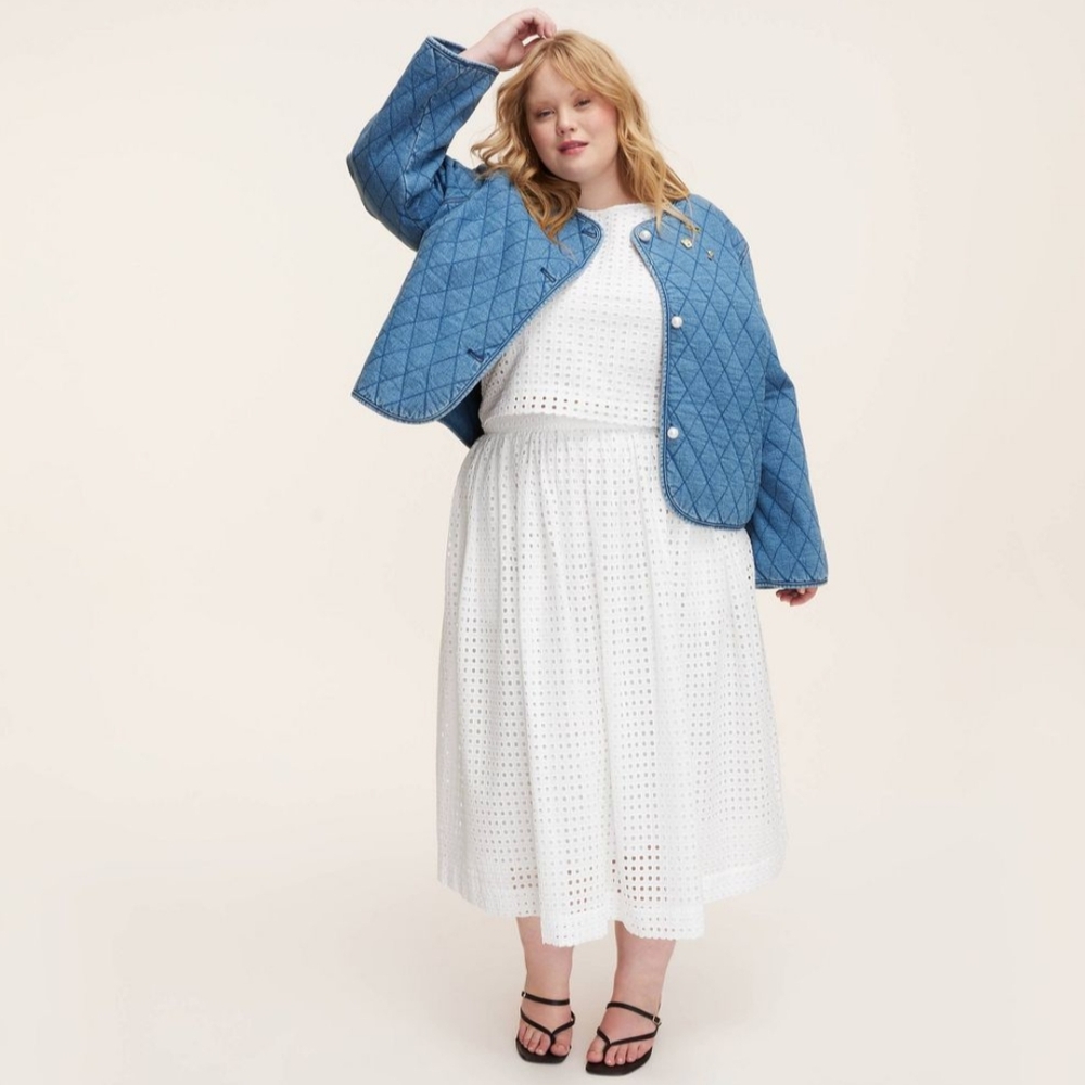 NWT Kate Spade Blue Quilted Denim Jacket Size 4X - Picture 4 of 6